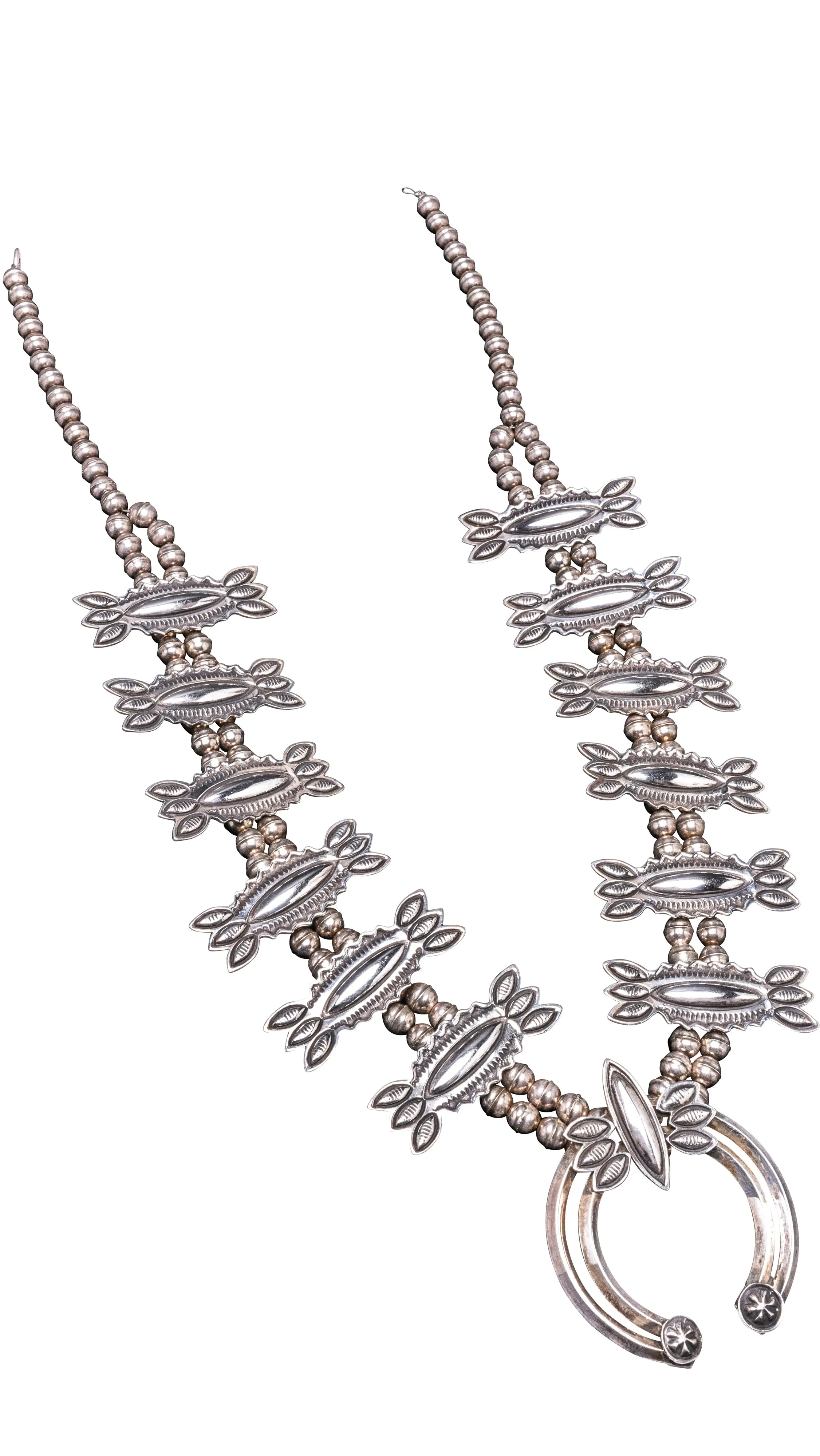 Silver Repossé Squash Blossom Necklace | Navajo Handmade