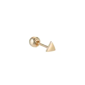 Solid Gold Triangle Stud Single Earring, 14k