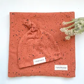Swaddle and Beanie Set - Rust and Black