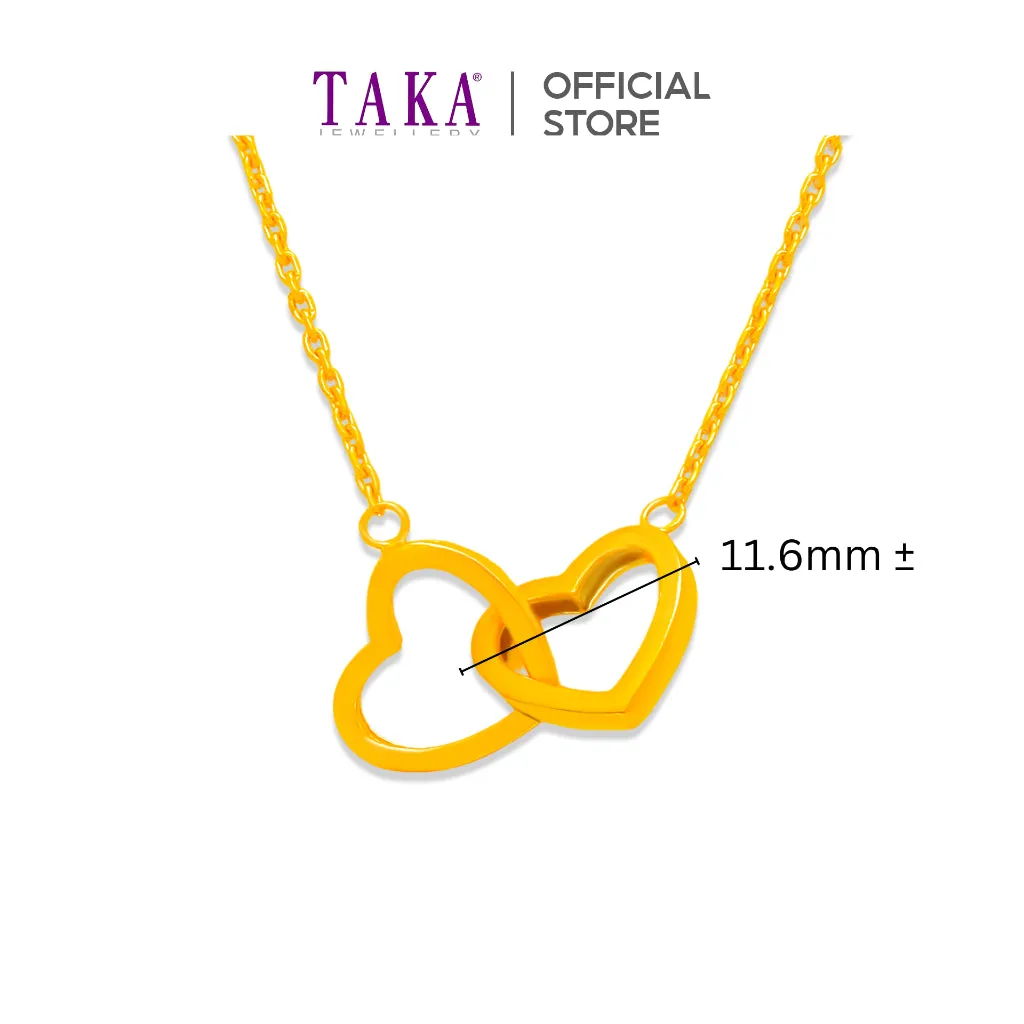 TAKA Jewellery 916 Gold Necklace Double Hearts