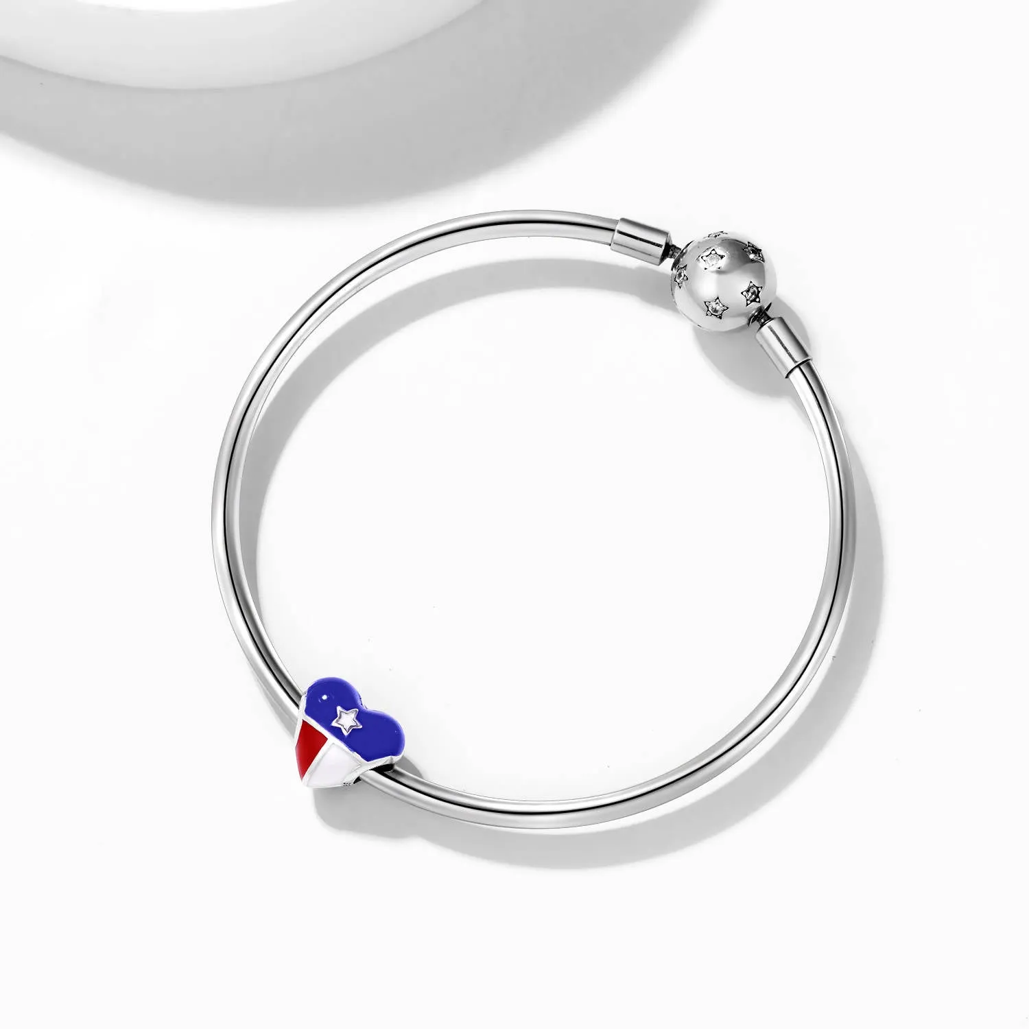 Texas Flag Heart Charm 925 Sterling Silver