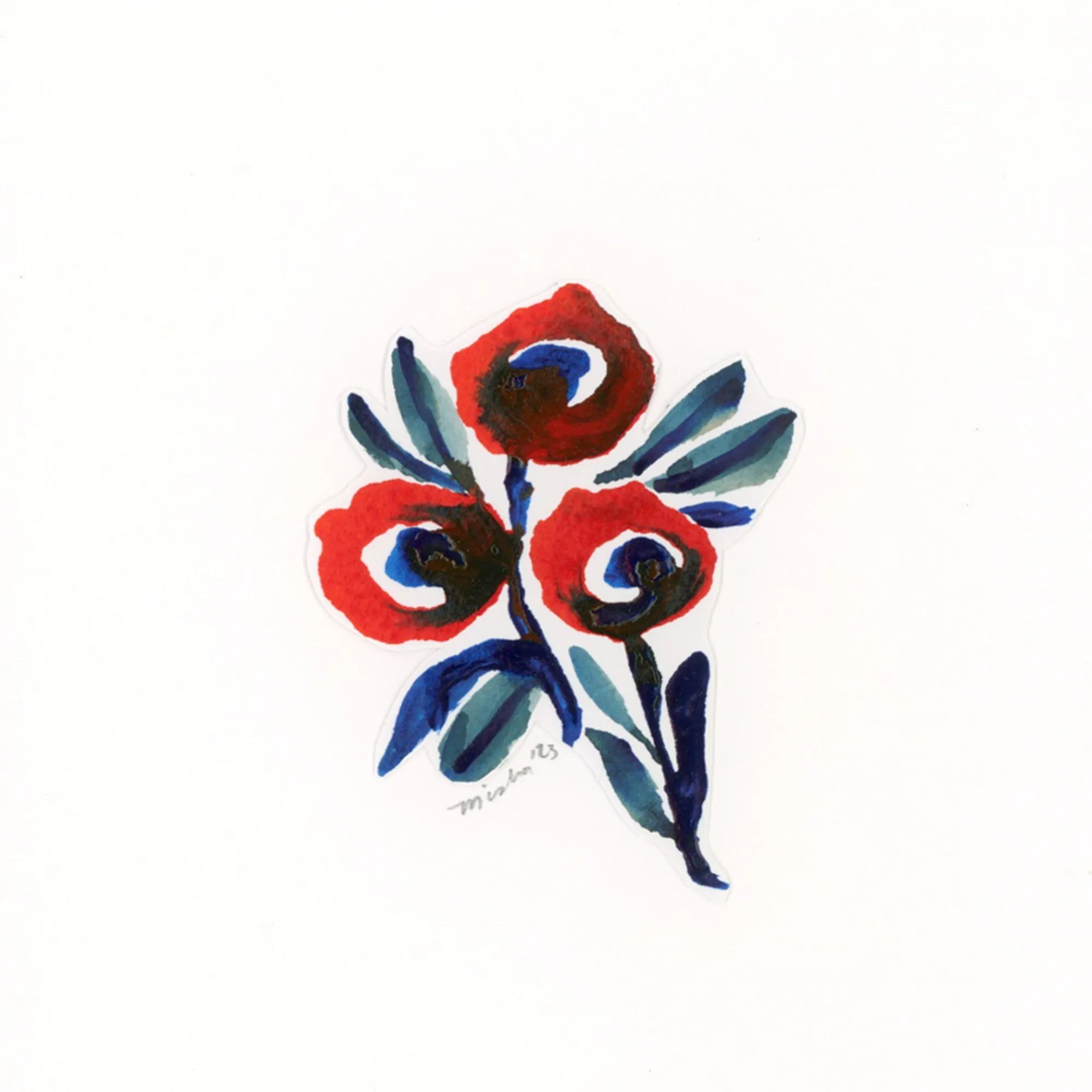 Three Poppy Problem /  handmade, full-sized card