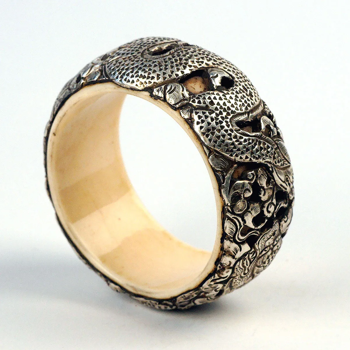 Tibetan Vintage Tribal Silver Dragon Bracelet