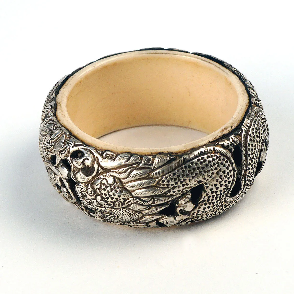 Tibetan Vintage Tribal Silver Dragon Bracelet