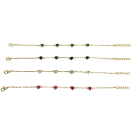 Tiny Heart With Colored CZ Center Kids Bracelet - Multiple Colors Available