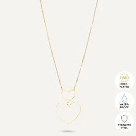 Vibes | Double Heart Harmony Long Necklace | 18K Gold-Plated