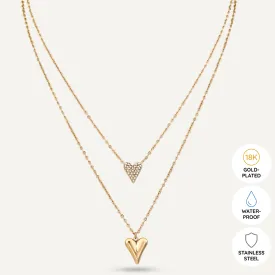 Vibes | Double Heartbeat Layered Necklace | 18K Gold-Plated