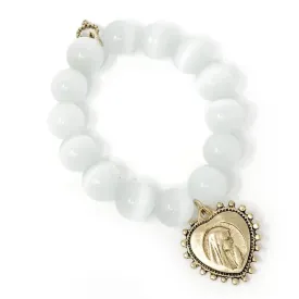 White Calcite with Gold Heart of Mary