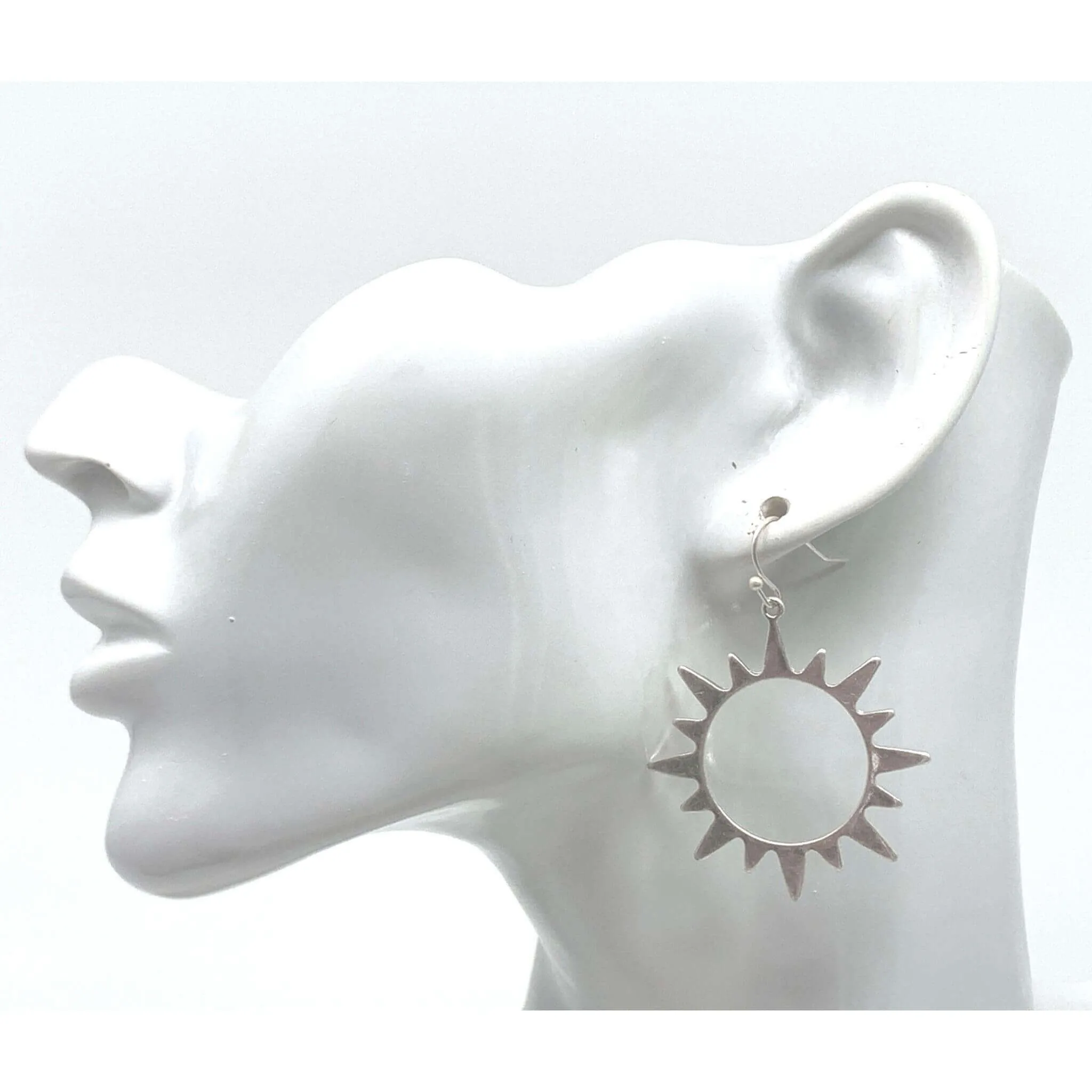 Worn Silver Sunburst Earrings