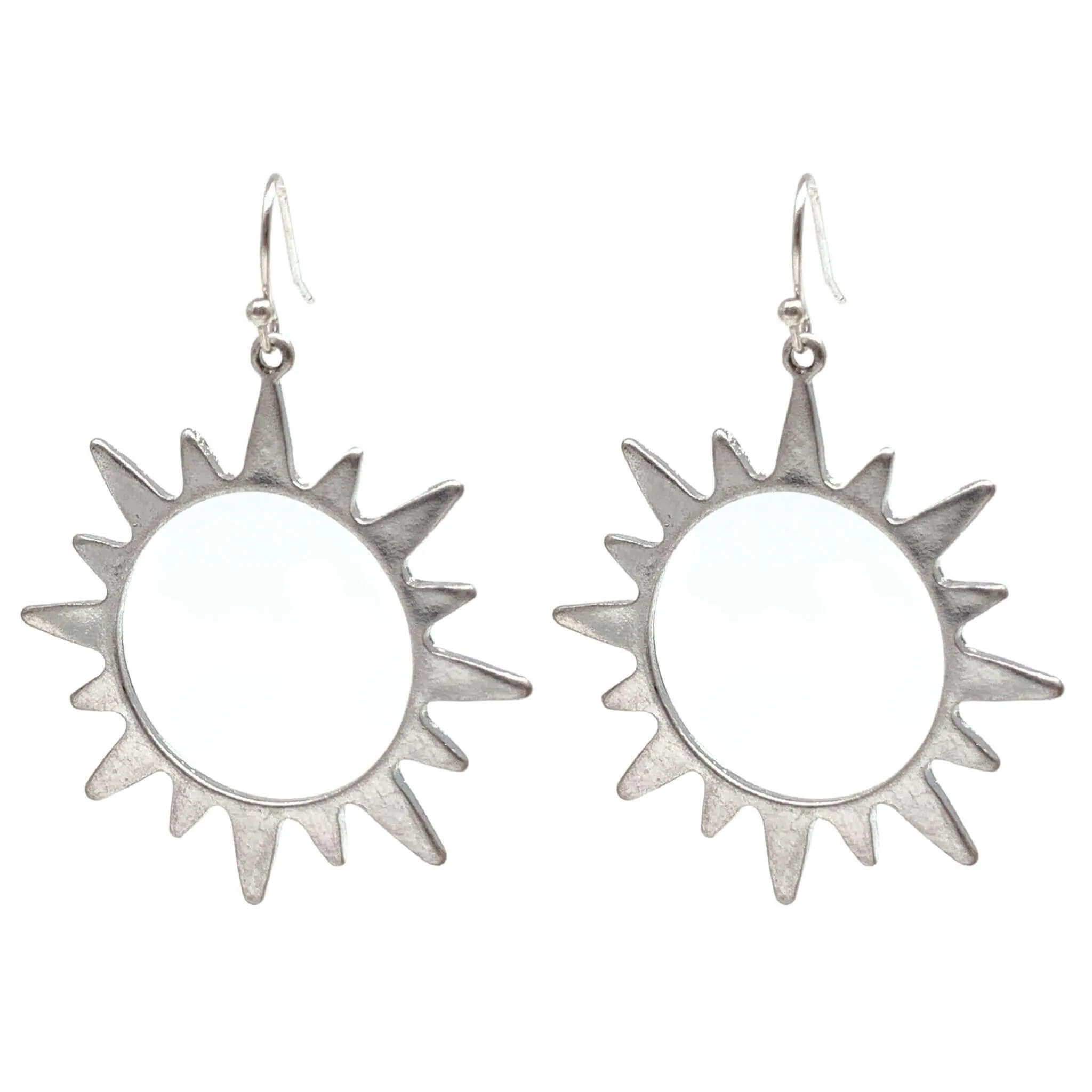 Worn Silver Sunburst Earrings