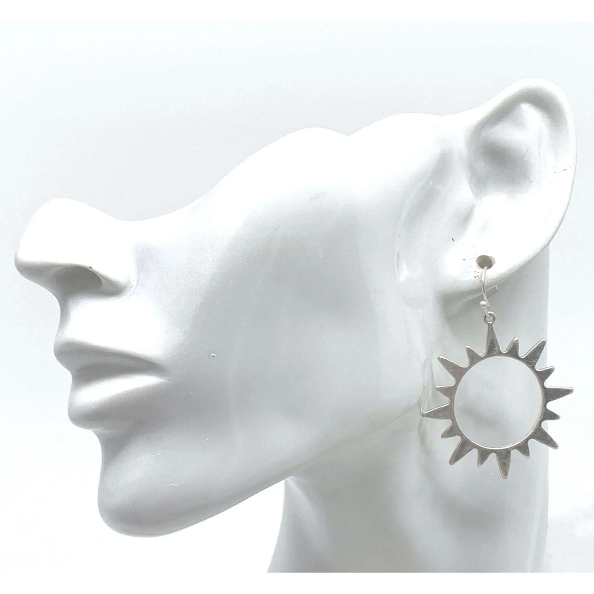 Worn Silver Sunburst Earrings
