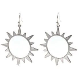 Worn Silver Sunburst Earrings
