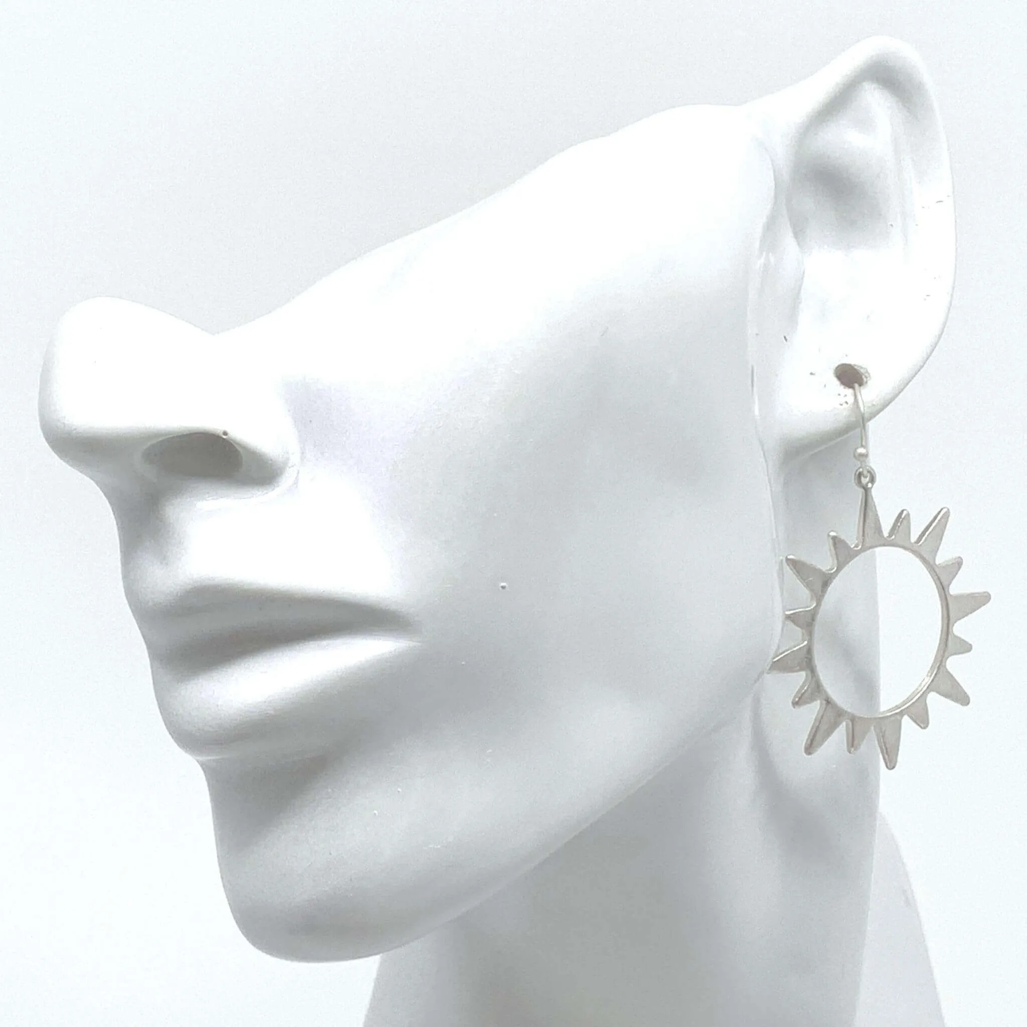 Worn Silver Sunburst Earrings