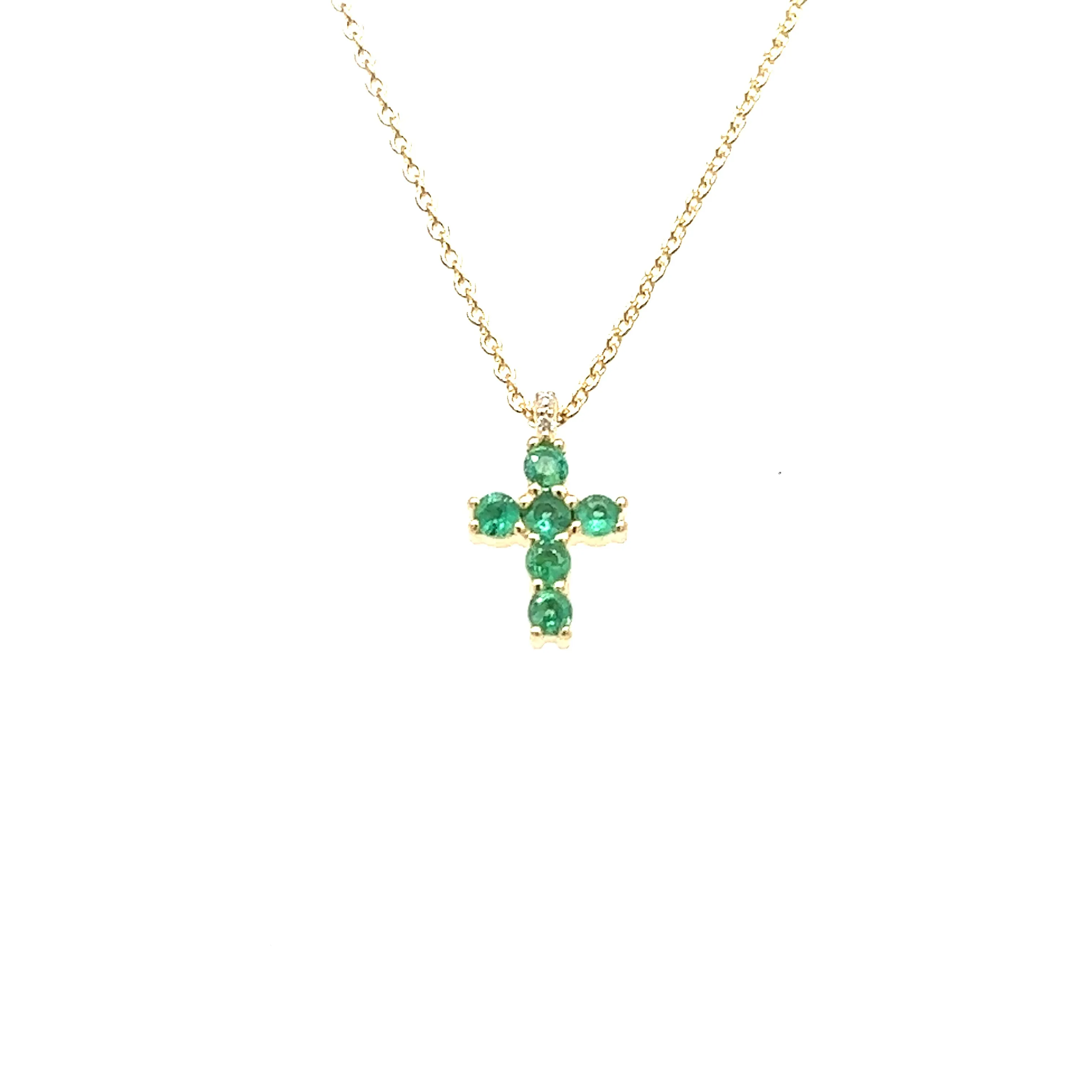 Yellow Gold Emerald Cross
