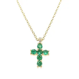 Yellow Gold Emerald Cross